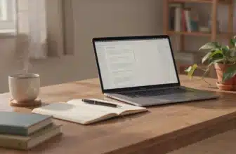 Realistic photo of a writer's desk setup used with AI writing tools