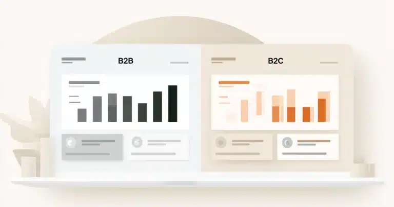 B2B vs B2C lead generation strategies comparison showing growth charts and conversion dashboards