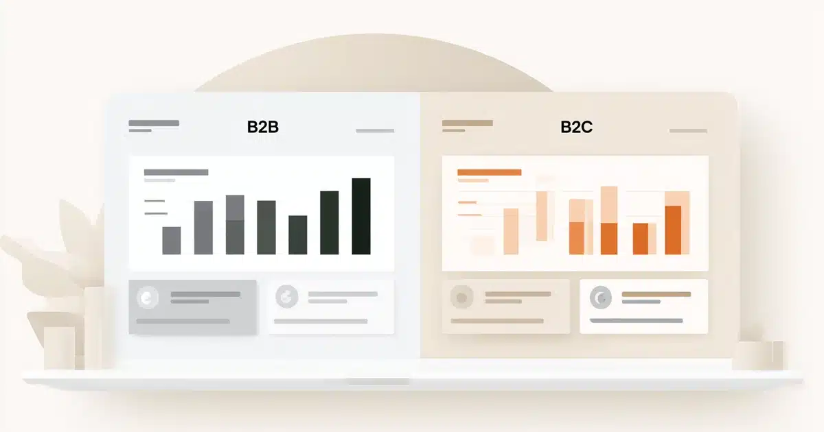 B2B vs B2C lead generation strategies comparison showing growth charts and conversion dashboards