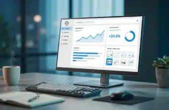 Design-style illustration of a landing page builder dashboard with charts